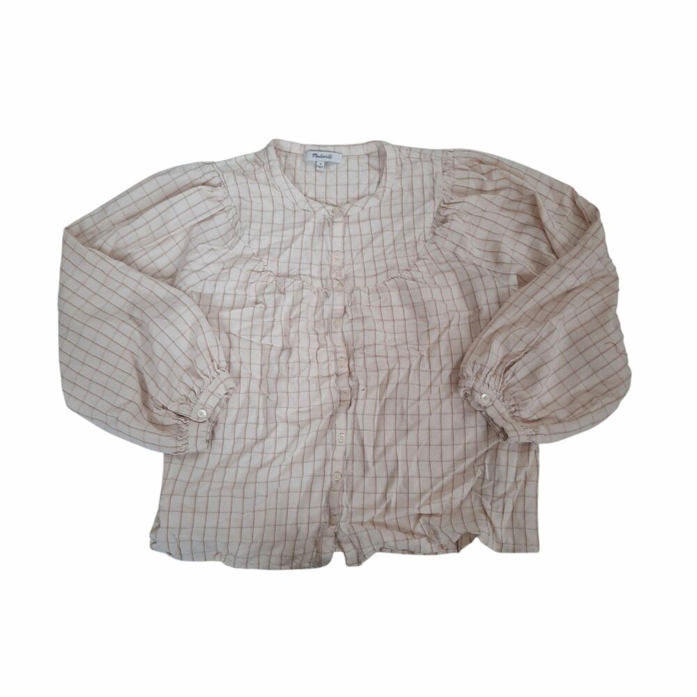 Madewell Women's Plaid Peasant Blouse M